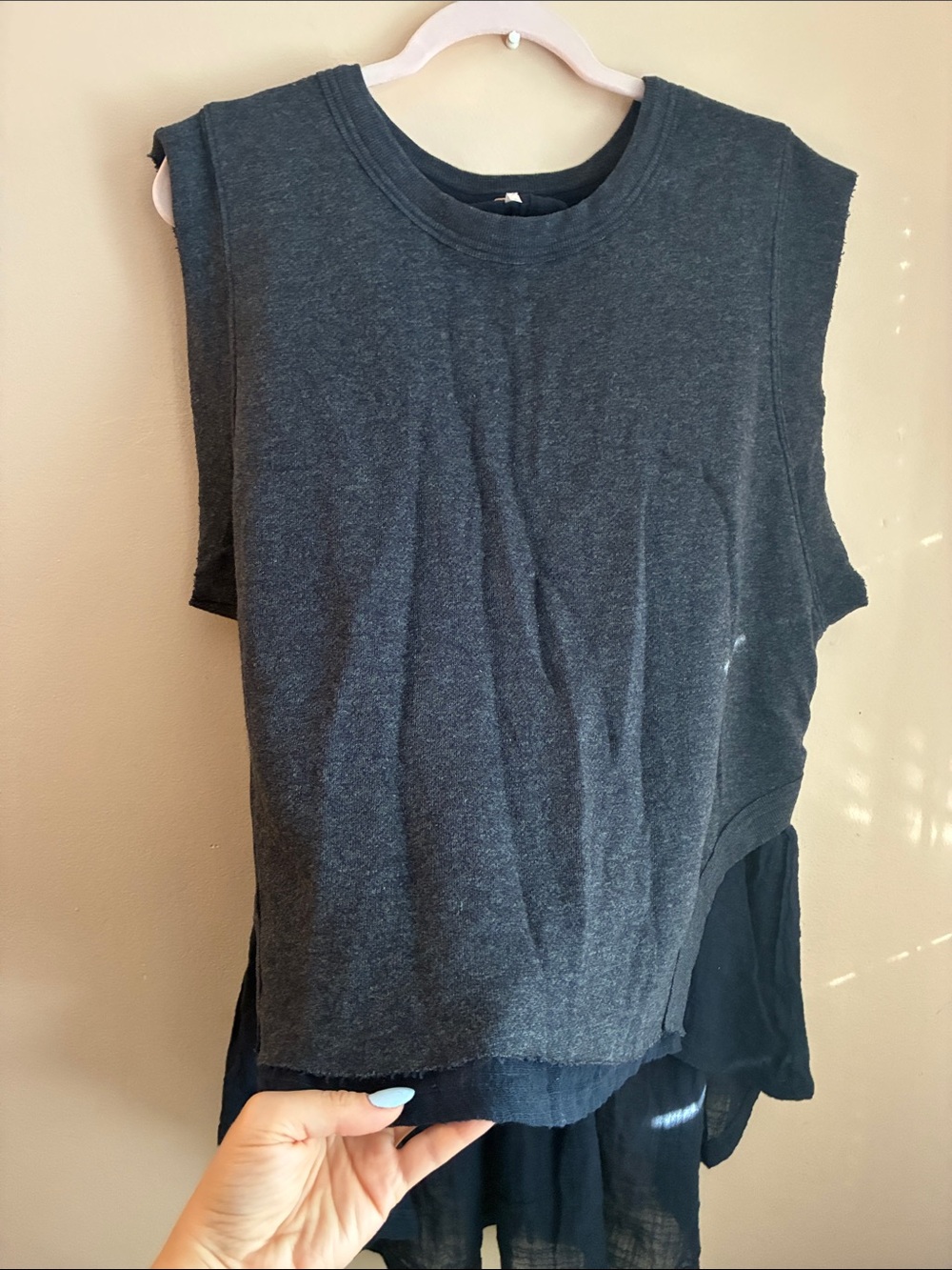 Free People Sleeveless Layered Women's Top - Charcoal Gray - Picture 4 of 10